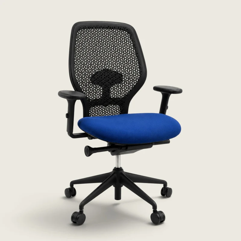 Orangebox: Ara Task Chair - Black Elastomer Back and Blue Fabric Seat - Refurbished