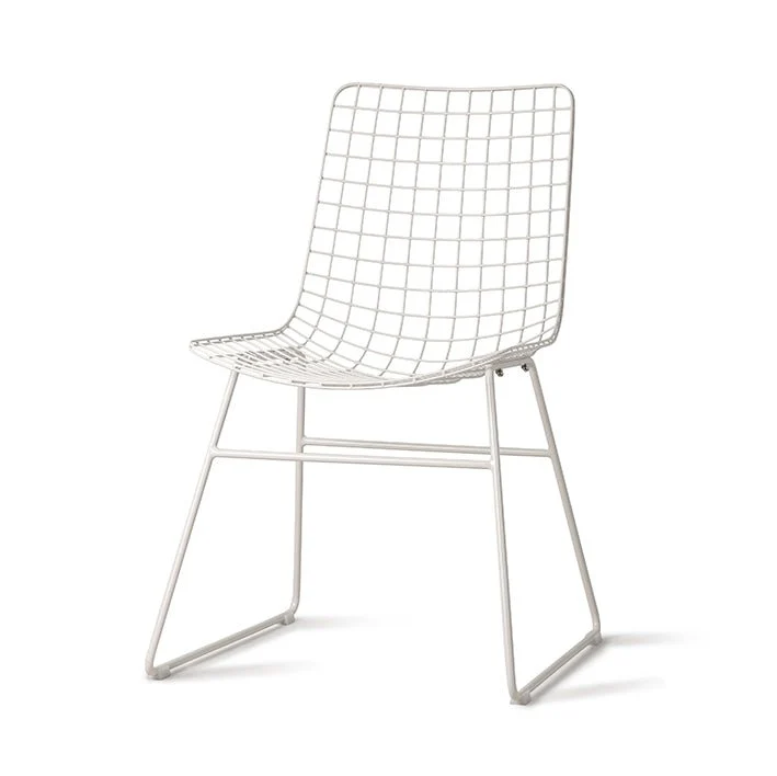 HKliving Wire Chair – Esszimmerstuhl aus Metall in Schwarz, Weiß & Chrom