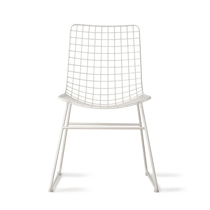 HKliving Wire Chair – Esszimmerstuhl aus Metall in Schwarz, Weiß & Chrom