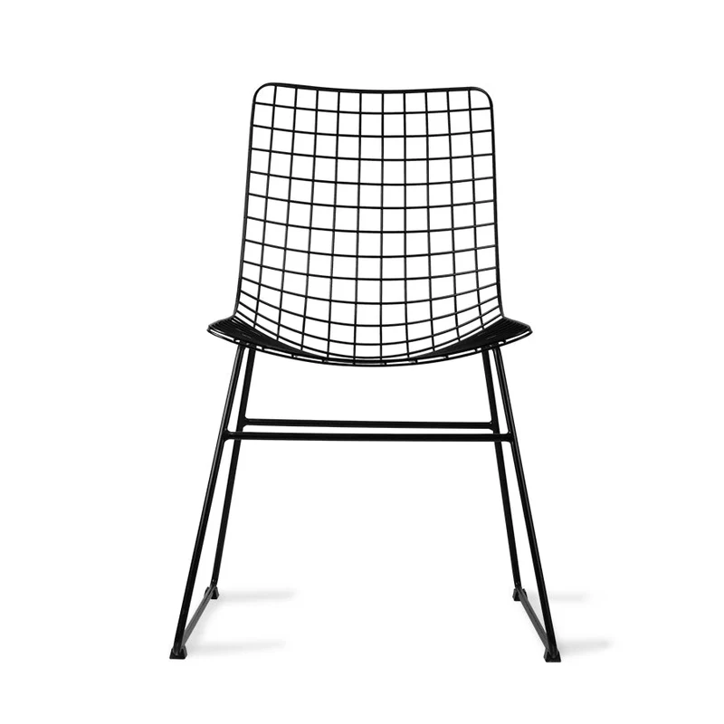 HKliving Wire Chair – Esszimmerstuhl aus Metall in Schwarz, Weiß & Chrom