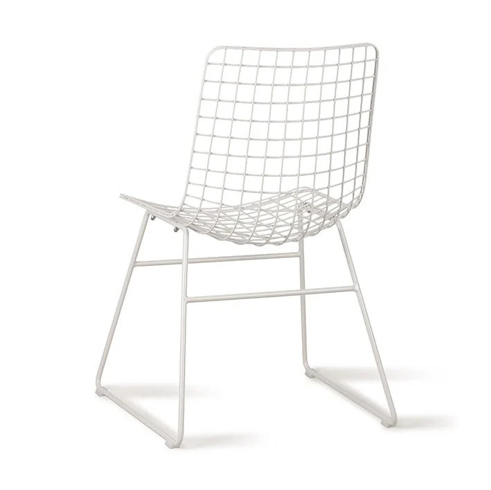 HKliving Wire Chair – Esszimmerstuhl aus Metall in Schwarz, Weiß & Chrom