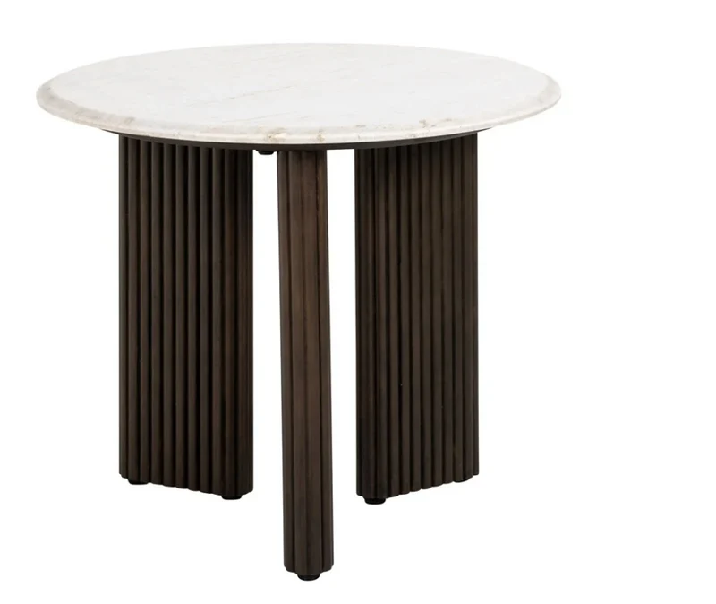 Richmond Interiors Beistelltisch Mayfield 55Ø - Mangoholz & Marmor