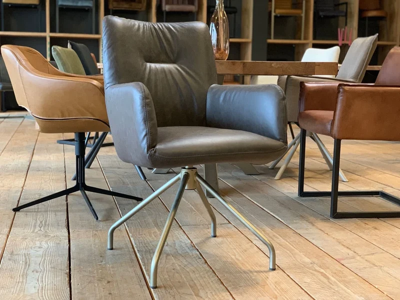 Moderner Esszimmerstuhl Leder drehbar HR95D
