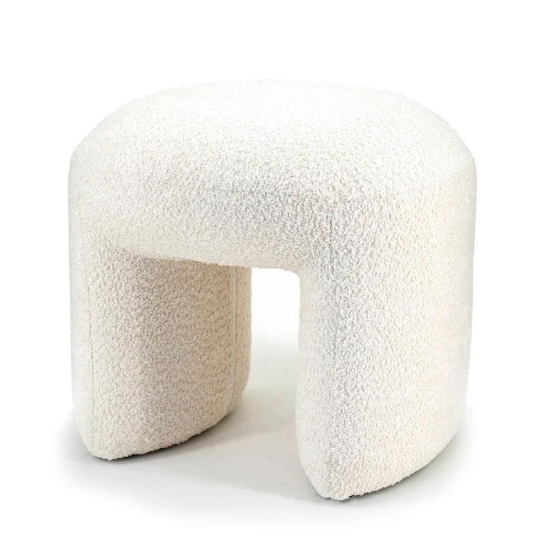 Polster Hocker Sahi Bouclé Weiß - By Boo