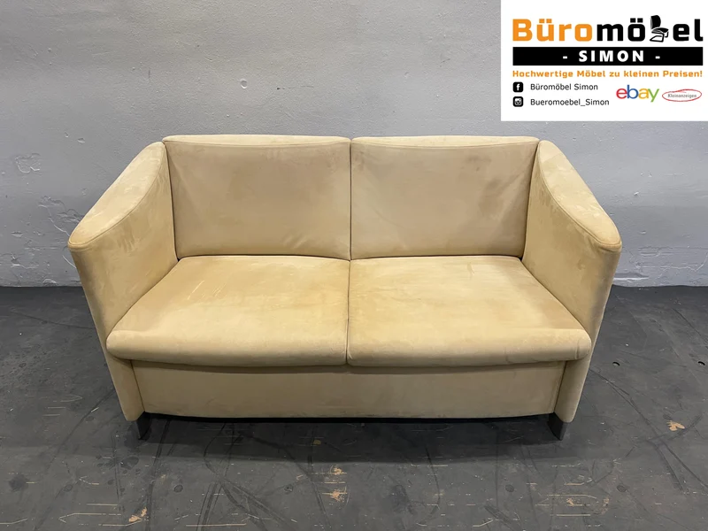 Couch Hocker Beige Leder