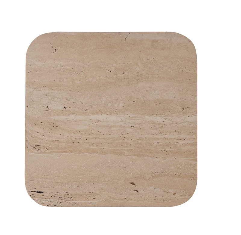 PTMD Bronson Cream Travertine and wood Beistelltisch klein