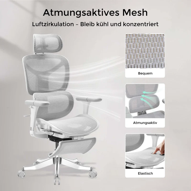 Welax - S9 Pro Ergonomischer Bürostuhl mit Ein-Tasten-Verstelluung