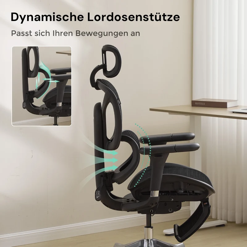 Welax - S9 Pro Ergonomischer Bürostuhl mit Ein-Tasten-Verstelluung