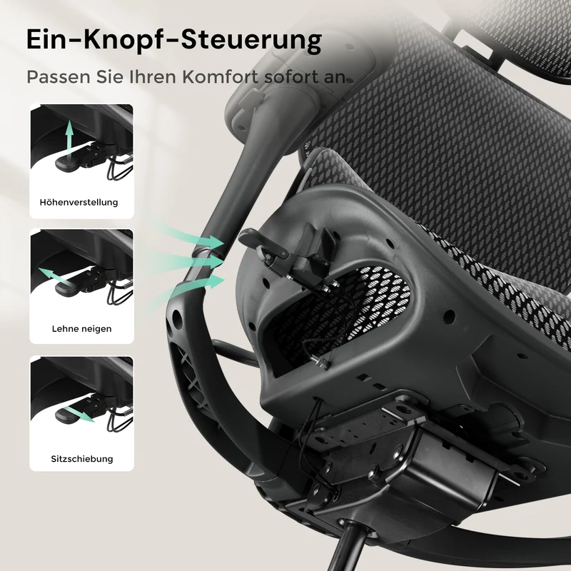 Welax - S9 Pro Ergonomischer Bürostuhl mit Ein-Tasten-Verstelluung