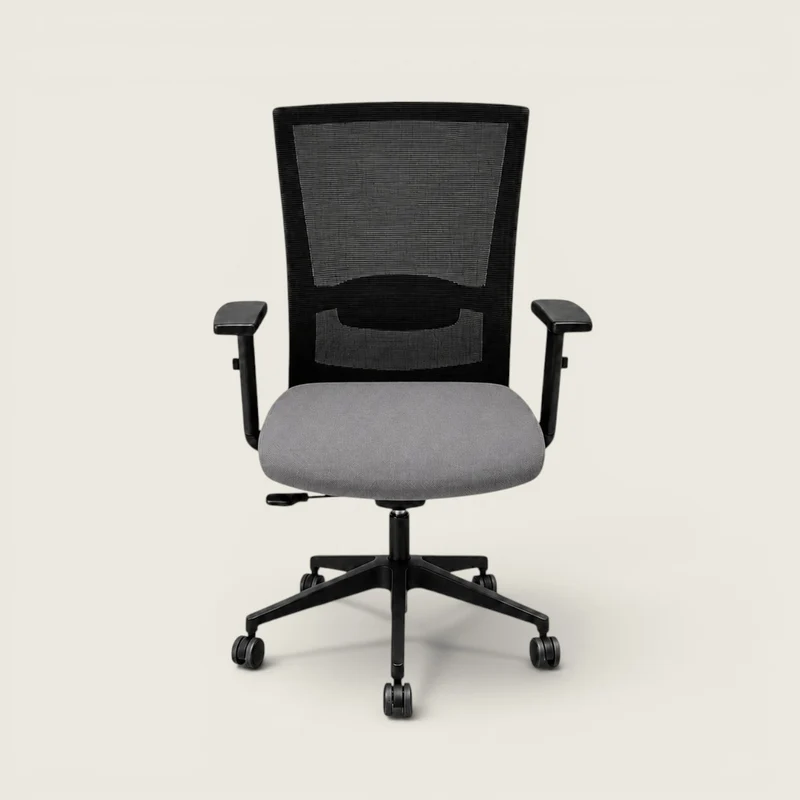 Saxen: Mesh Back Task Chair in Grey Fabric - Refurbished