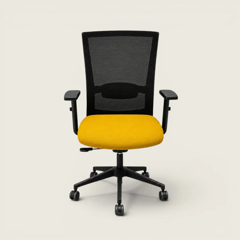 Saxen: Mesh Back Task Chair in Yellow Fabric - Refurbished