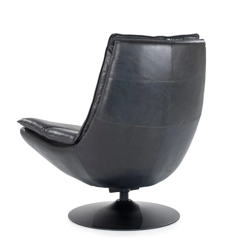 Loungesessel Sven Leder Schwarz drehbar - Eleonora