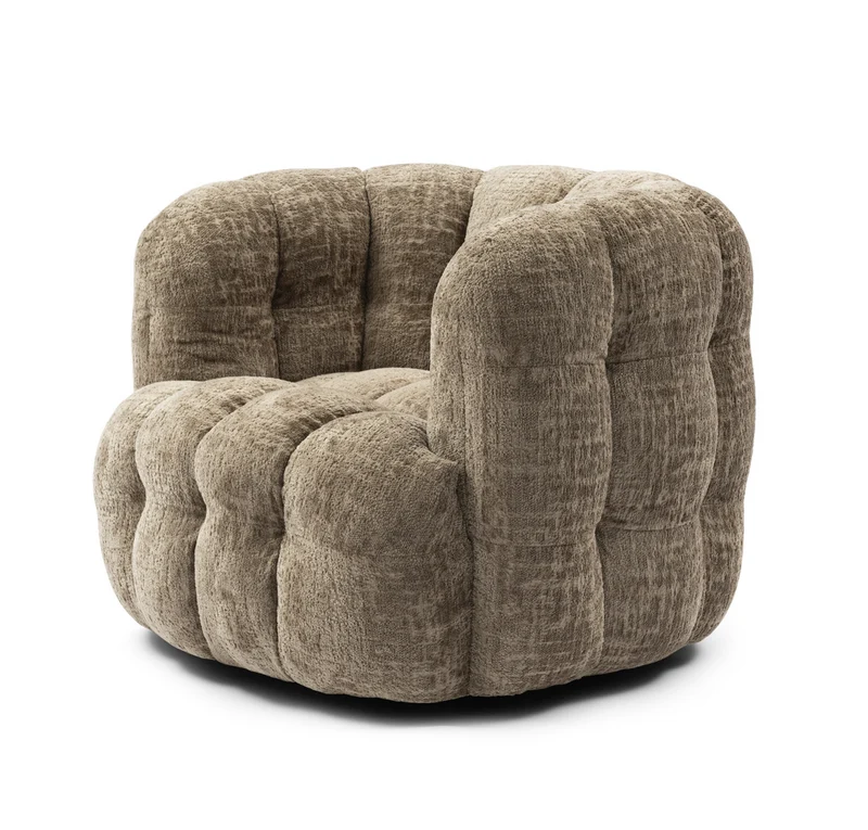Riviera Maison Arosa Swivel Sessel, Open Weave, Taupe