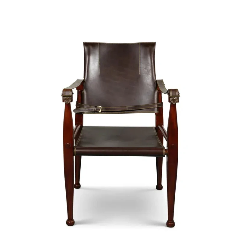 Authentic Models Bridle Leather Campaign Chair Braun