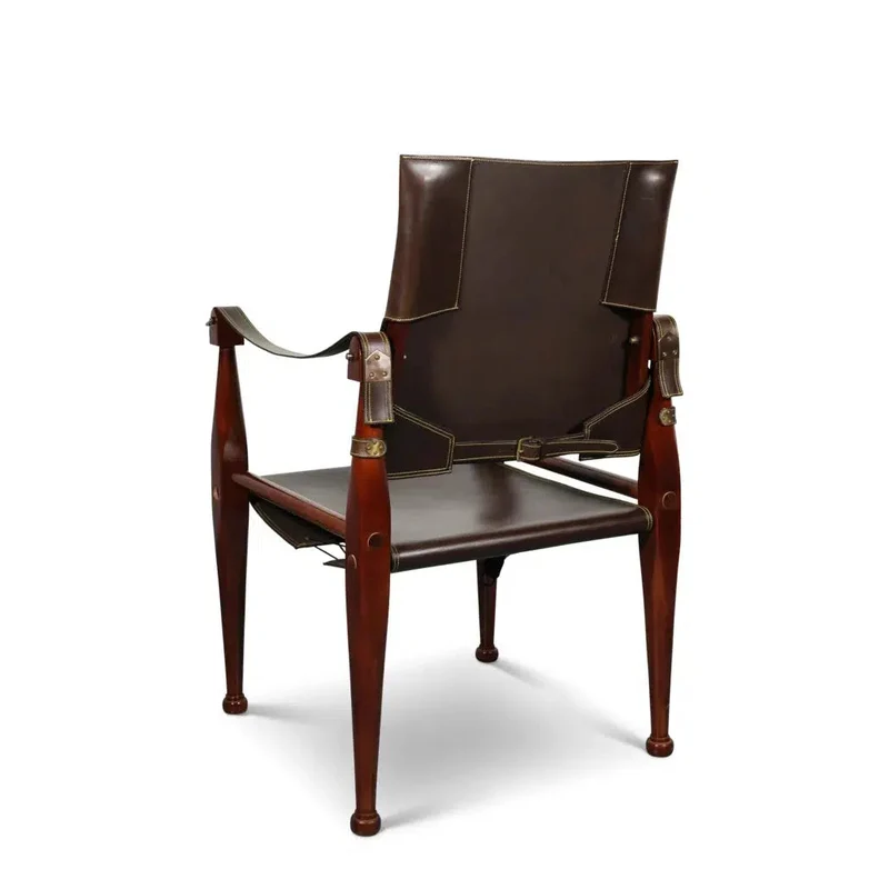 Authentic Models Bridle Leather Campaign Chair Braun