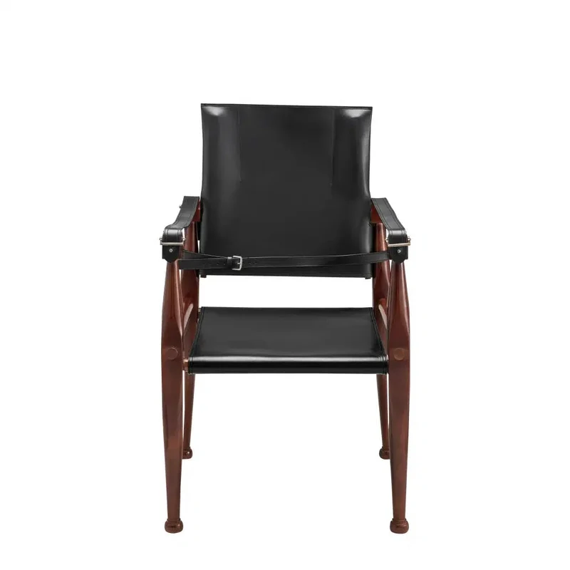 Authentic Models Bridle Leather Campaign Chair Black