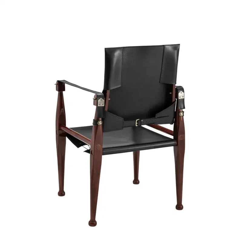 Authentic Models Bridle Leather Campaign Chair Black