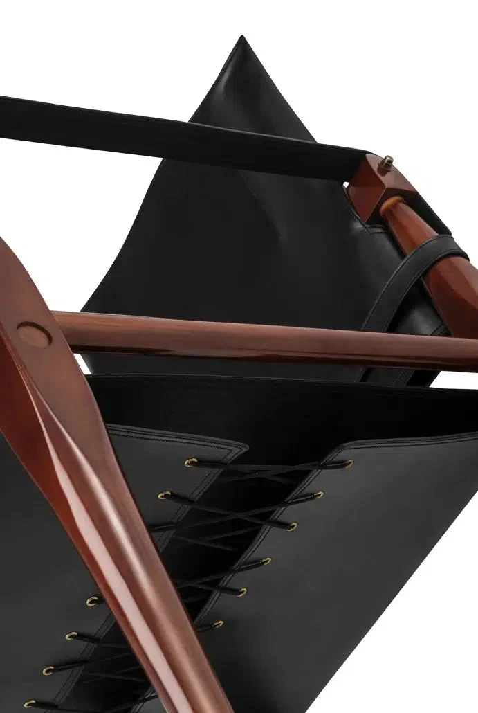 Authentic Models Bridle Leather Campaign Chair Black