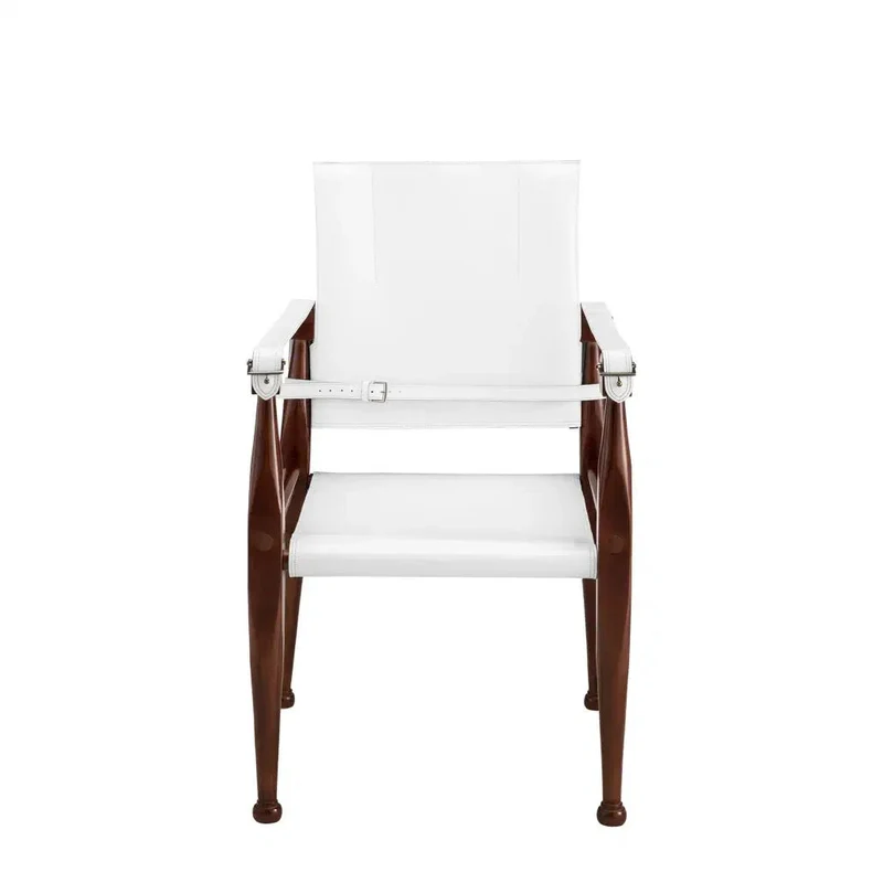 Authentic Models Bridle Leather Campaign Chair White