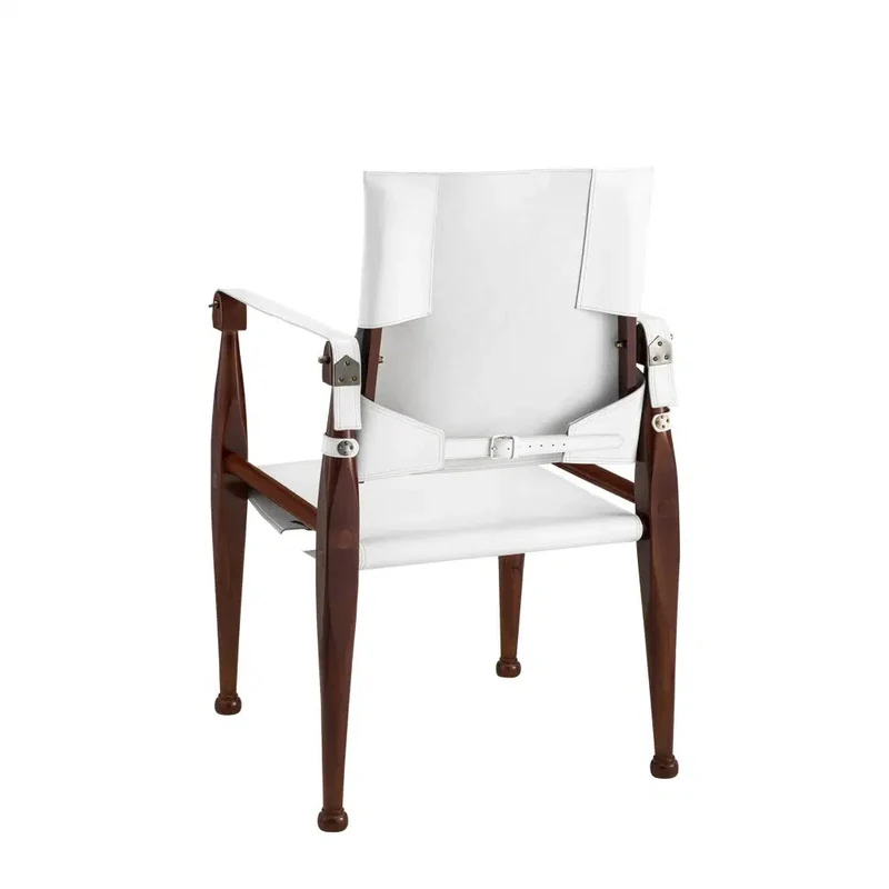 Authentic Models Bridle Leather Campaign Chair White