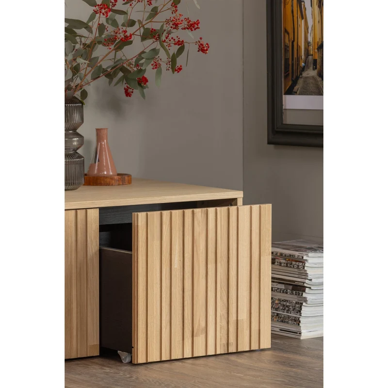 Truhenbank Gravure mit Schubladen Eiche Natur - Woood