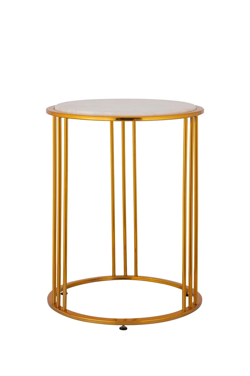 PTMD Xamm Gold Marmor Eisen Beistelltisch rund