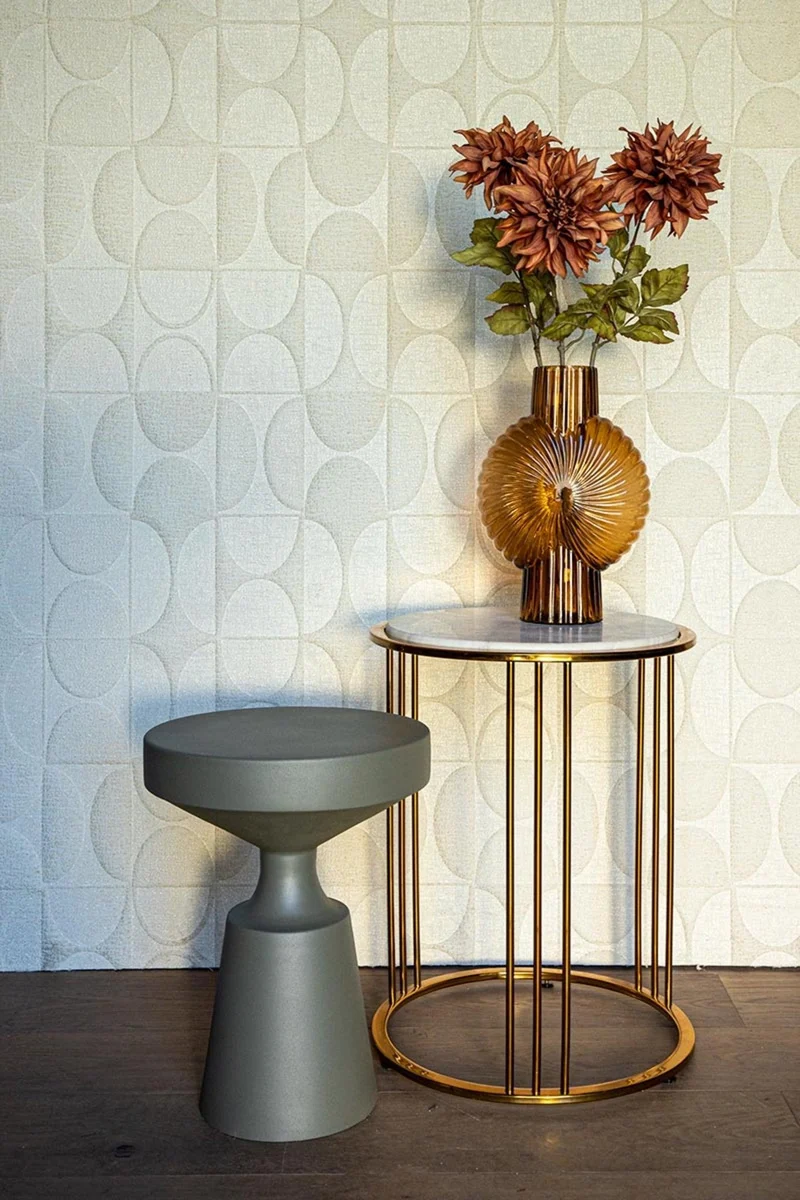 PTMD Xamm Gold Marmor Eisen Beistelltisch rund