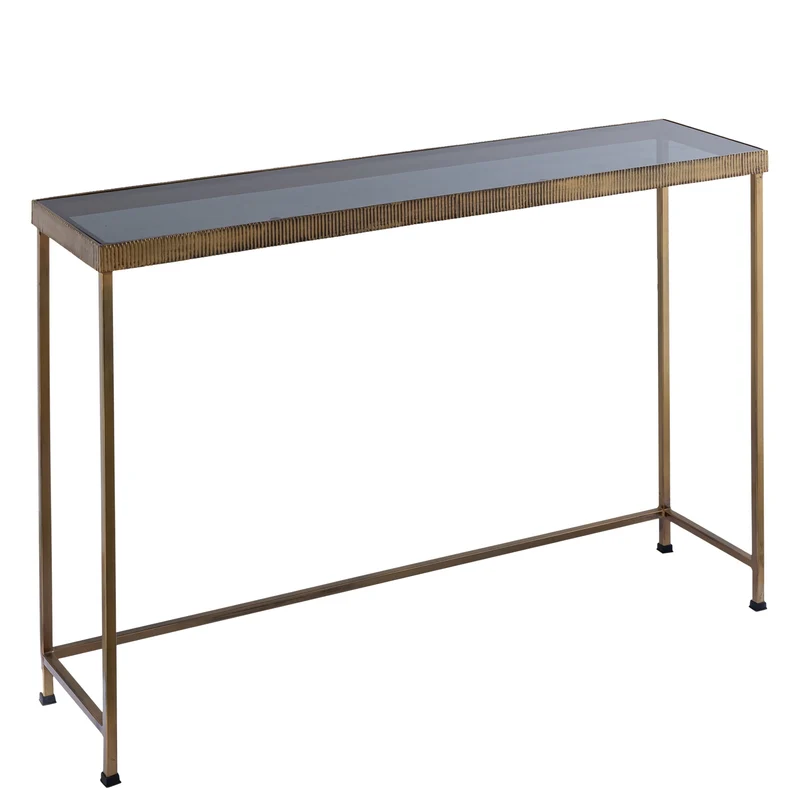 PTMD Thari Gold Alu-Beistelltisch mit Glasplatte SV2