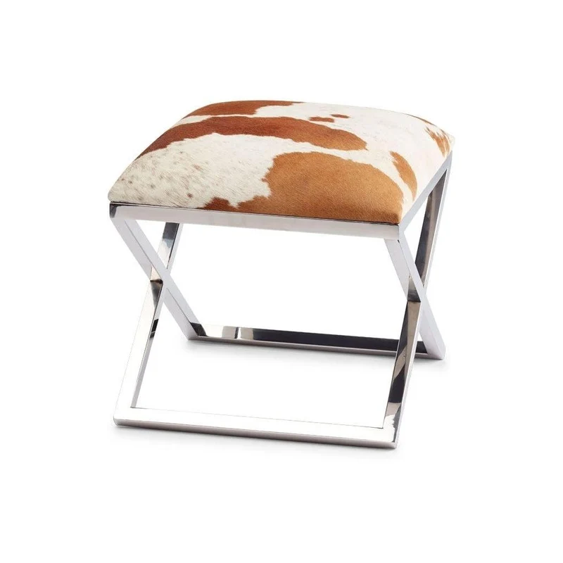 Natures Collection Natures Collection Kuhfellhocker | Stahl | 45x45x45 cm