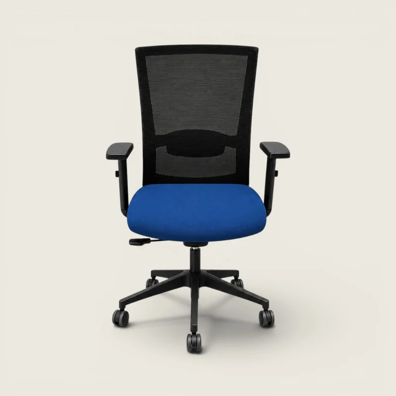 Saxen: Mesh Back Task Chair in Blue Fabric - Refurbished
