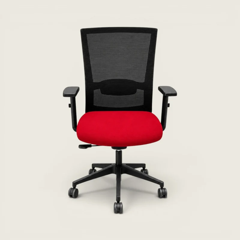 Saxen: Mesh Back Task Chair in Red Fabric - Refurbished