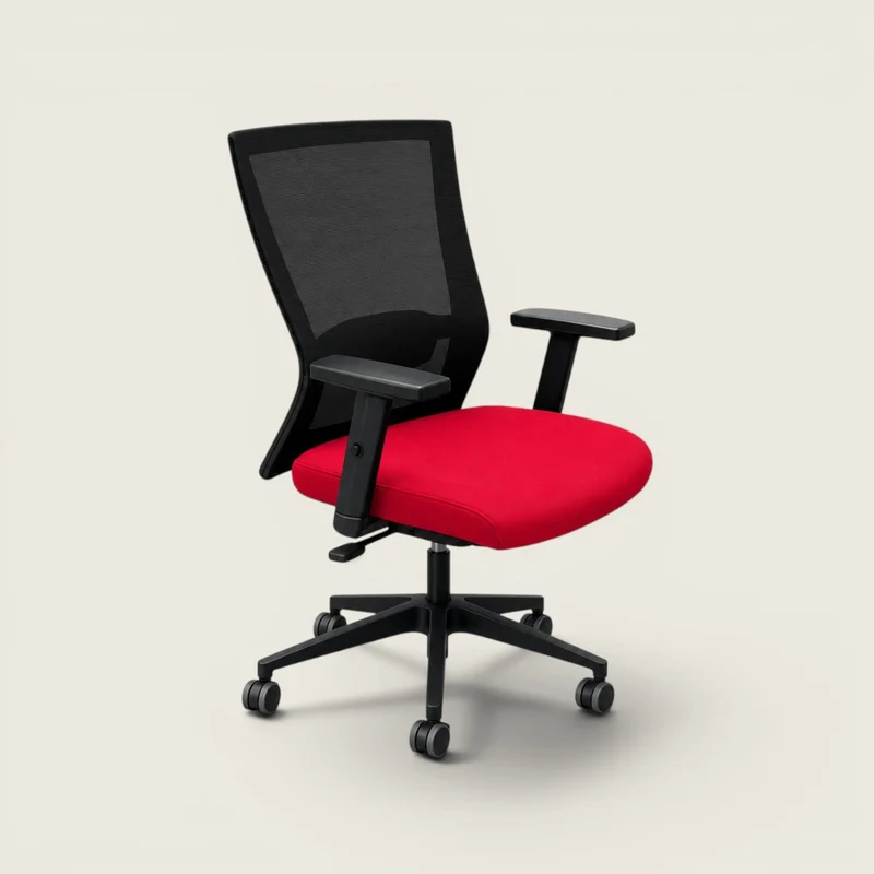 Saxen: Mesh Back Task Chair in Red Fabric - Refurbished
