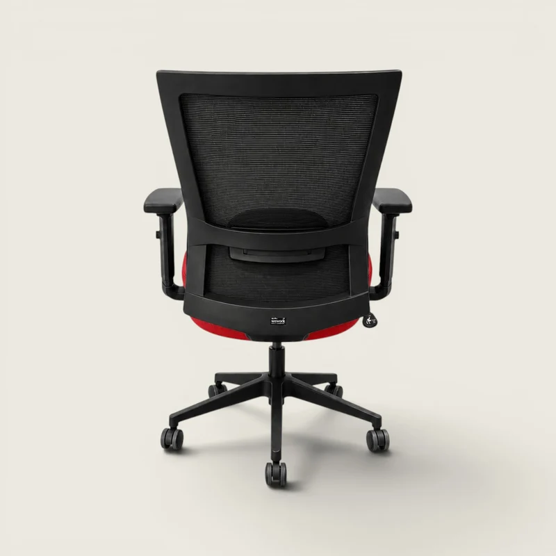 Saxen: Mesh Back Task Chair in Red Fabric - Refurbished