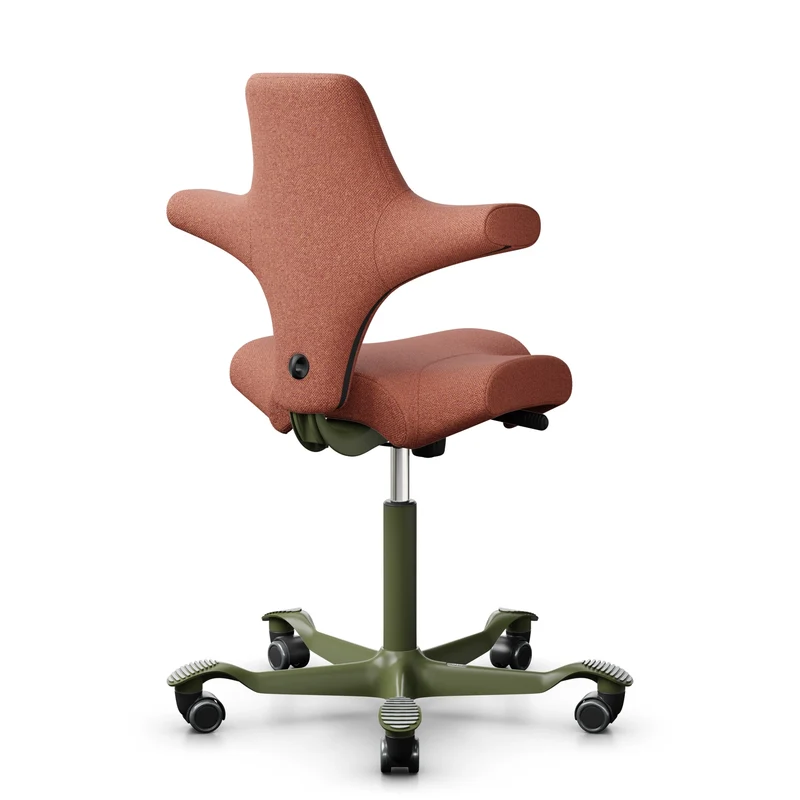 HAG Capisco 8106 - MLF044 Brick Red / Moss Grey / 200 mm / Universal Wheels