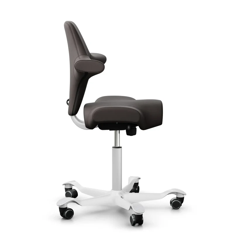 HAG Capisco 8106 - EL93068 Dark-brown (Leather) / White / 200 mm / Wheels for hard floors (Showroom model)