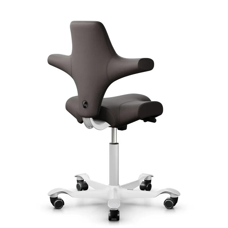 HAG Capisco 8106 - EL93068 Dark-brown (Leather) / White / 200 mm / Wheels for hard floors (Showroom model)