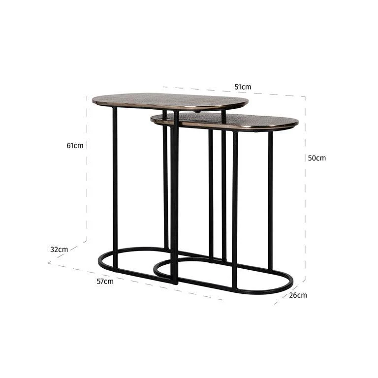 Richmond Interiors Beistelltisch Chandon Set von 2 (Champagne gold)