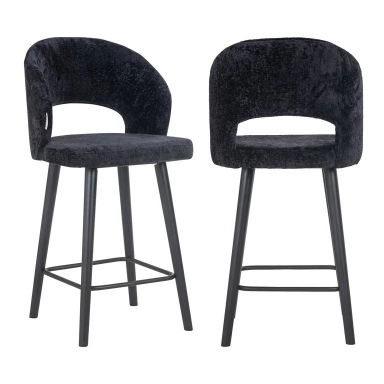 Richmond Interiors Barhocker Savoy black chenille