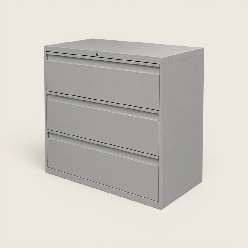 Triumph: Robust Steel Side-Filing Cabinet in Steel Grey - Refurbished