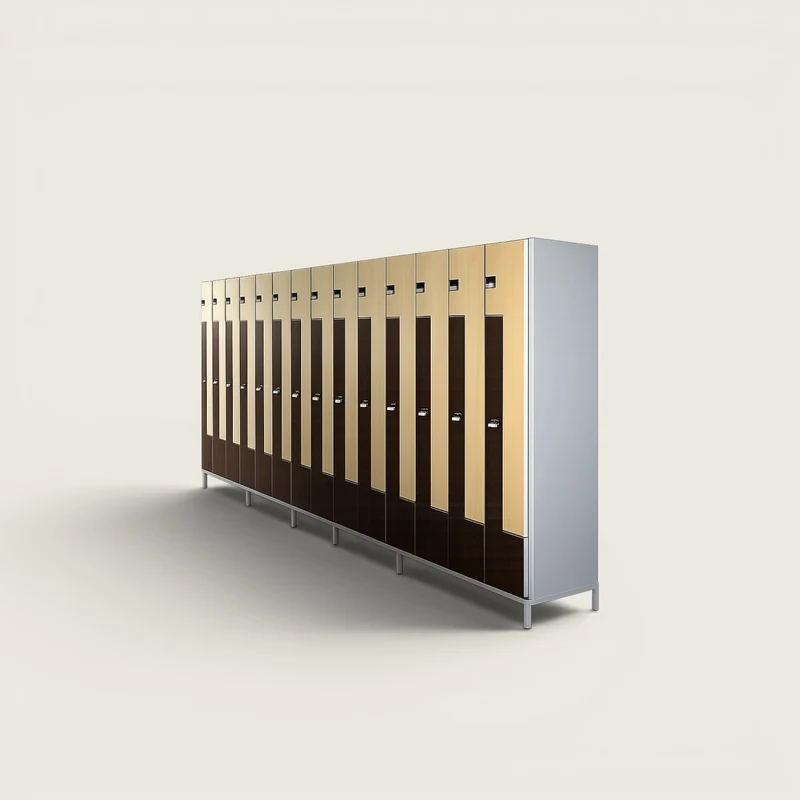 Z Locker in a Grey Frame with Maple and Mahogany doors - Refurbished