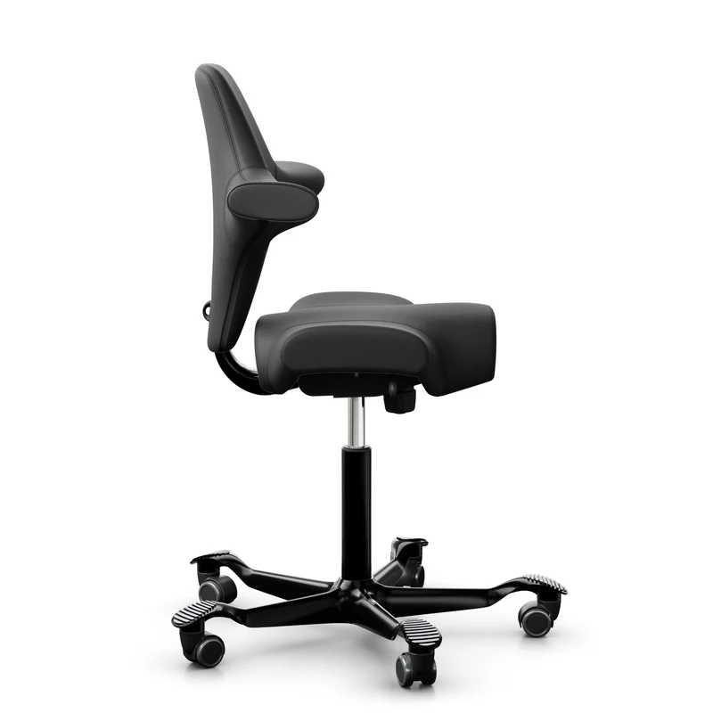 HAG Capisco 8106 - Paloma Soft ATG56100 Black (Leather) / Black / 200 mm / Universal Wheels