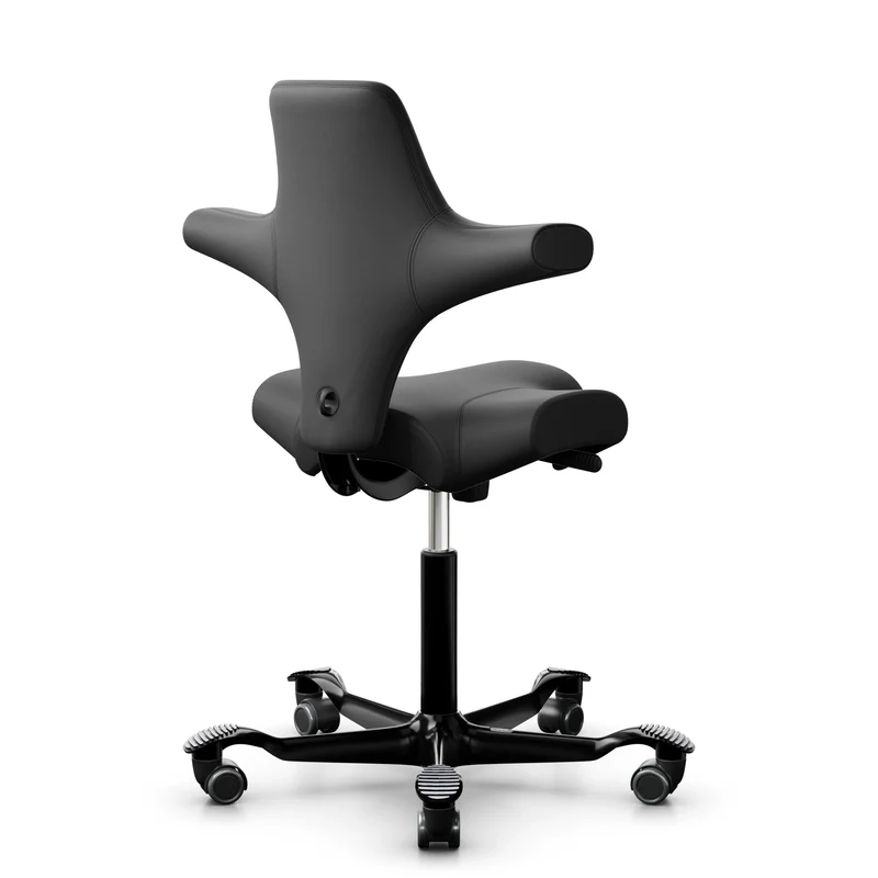 HAG Capisco 8106 - Paloma Soft ATG56100 Black (Leather) / Black / 200 mm / Universal Wheels