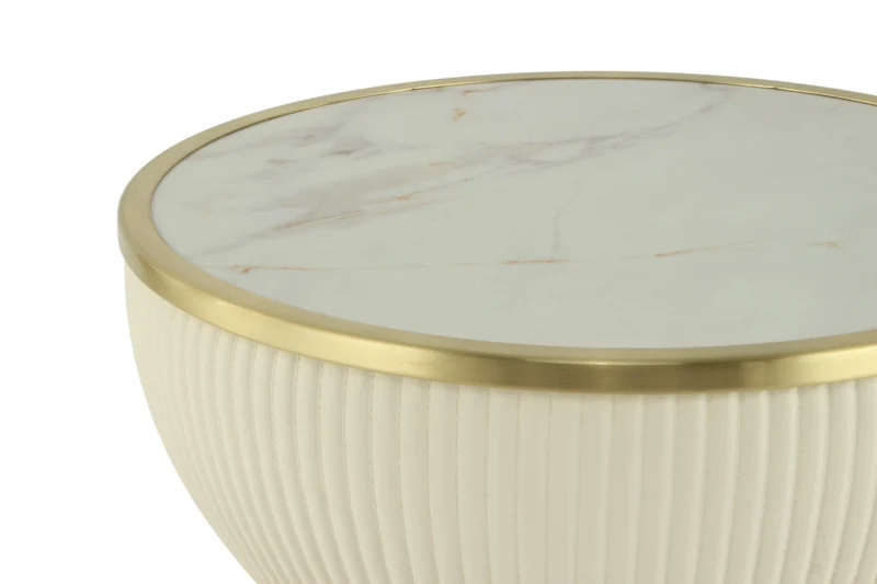 Matera Beistelltisch Mika Beige Couchtisch Kunstleder