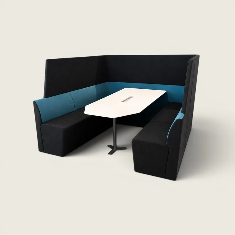 Orangebox: Away from Desk (AFTD) High-Back Booth in Black and Turquoise - Refurbished