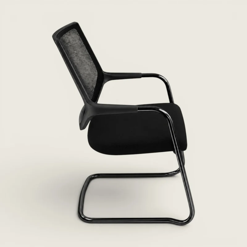 Sedus: Quarterback Cantilever Chair With a Black Mesh Back and Black Seat - Refurbished