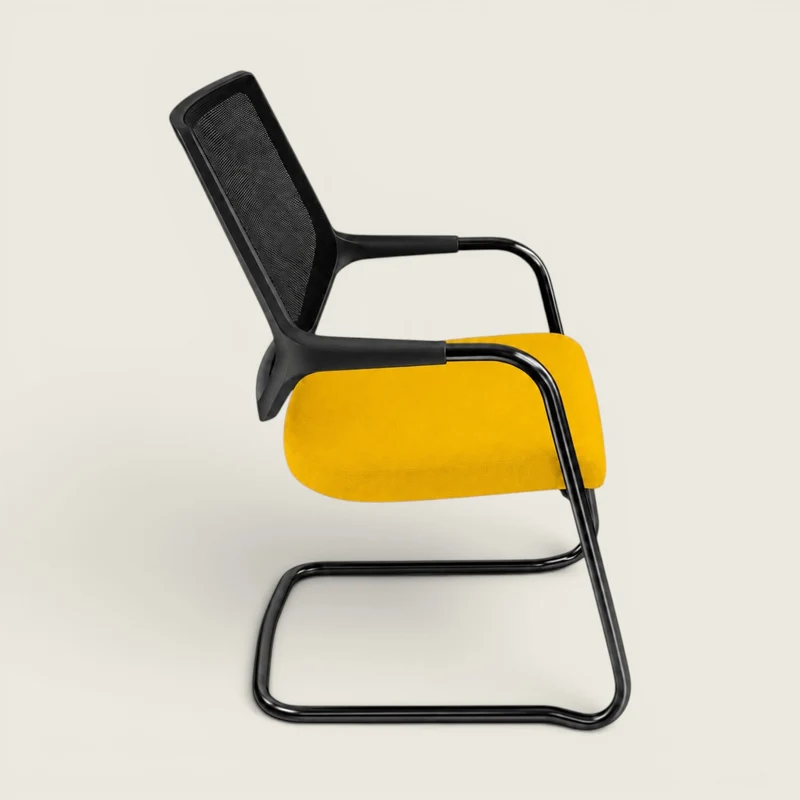 Sedus: Quarterback Cantilever Chair With a Black Mesh Back and Yellow Seat - Refurbished
