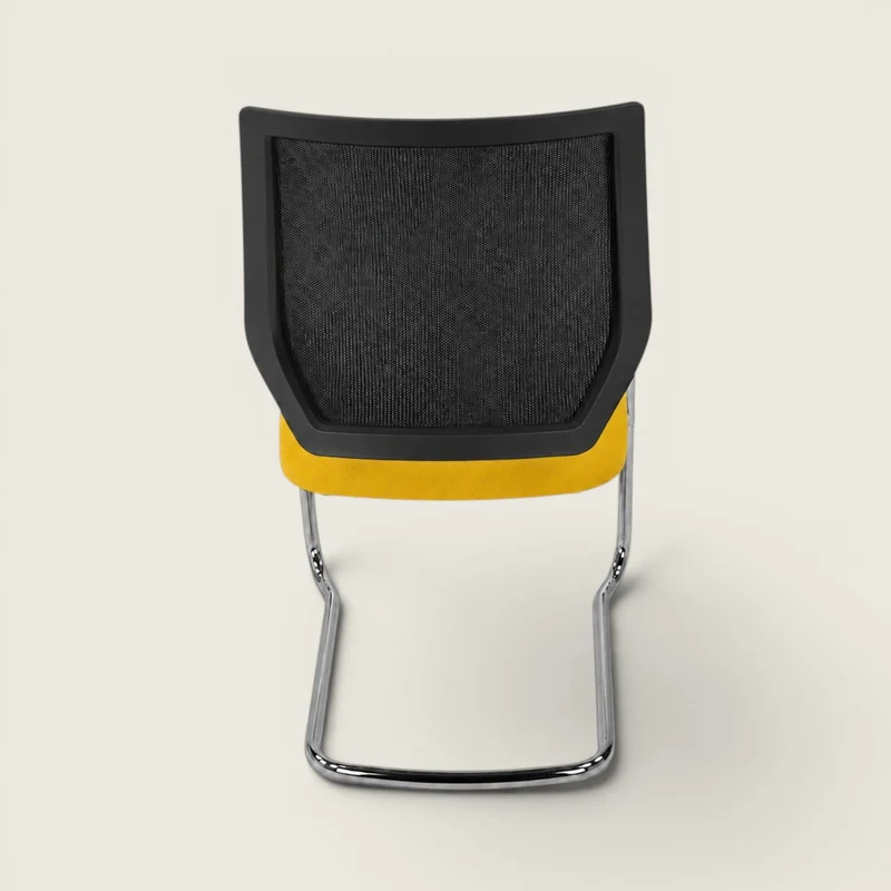 Sedus: Quarterback Cantilever Chair With a Black Mesh Back and Yellow Seat - Refurbished
