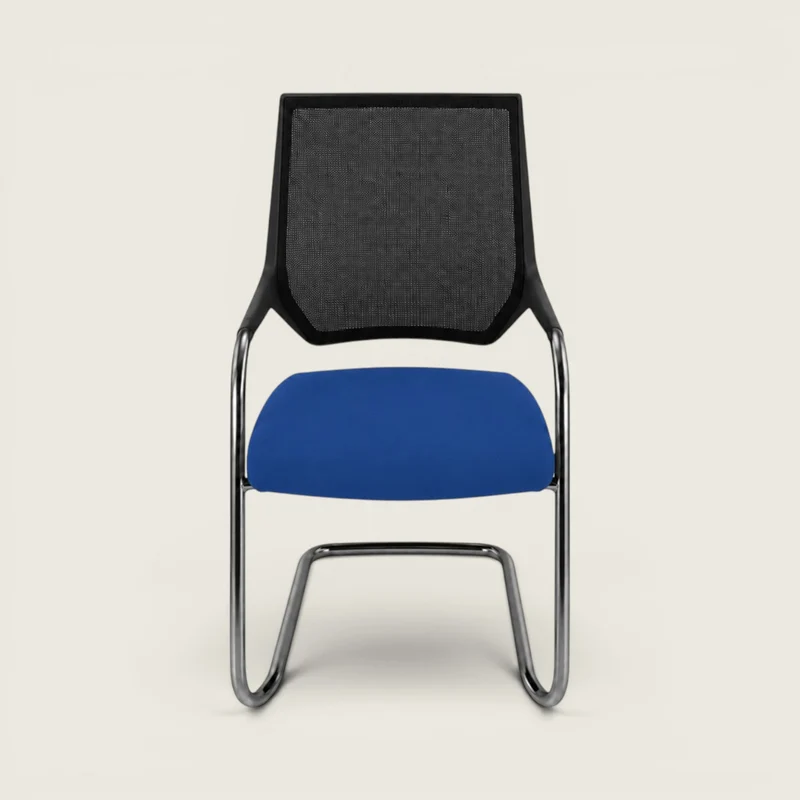 Sedus: Quarterback Cantilever Chair With a Black Mesh Back and Blue Seat - Refurbished
