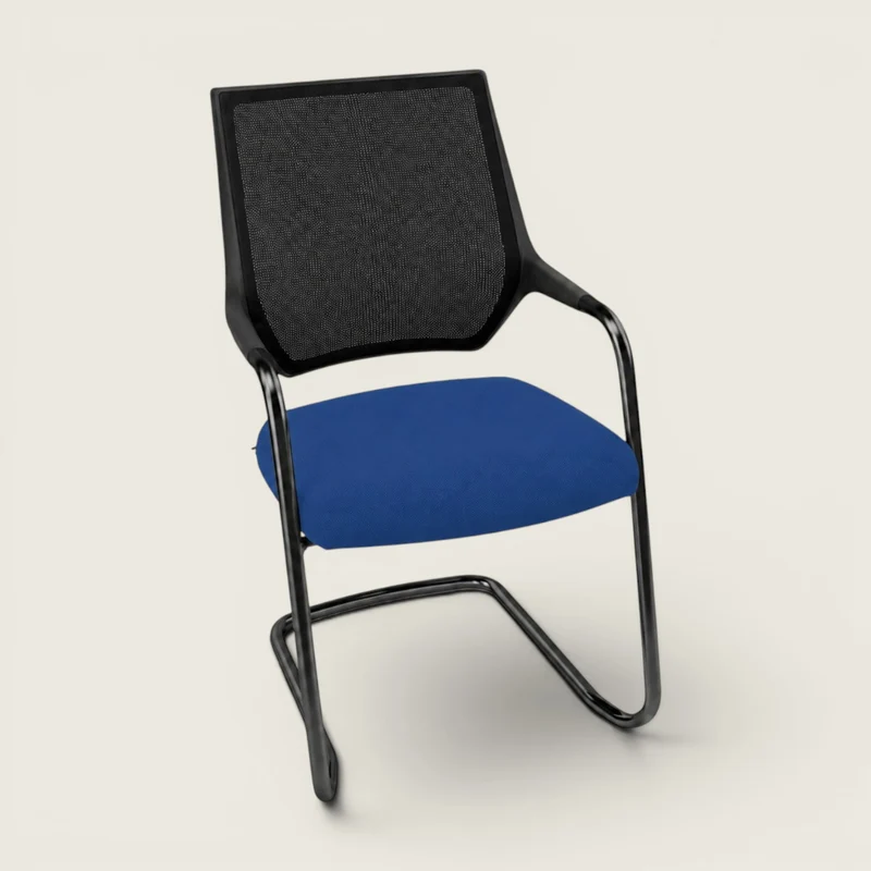 Sedus: Quarterback Cantilever Chair With a Black Mesh Back and Blue Seat - Refurbished
