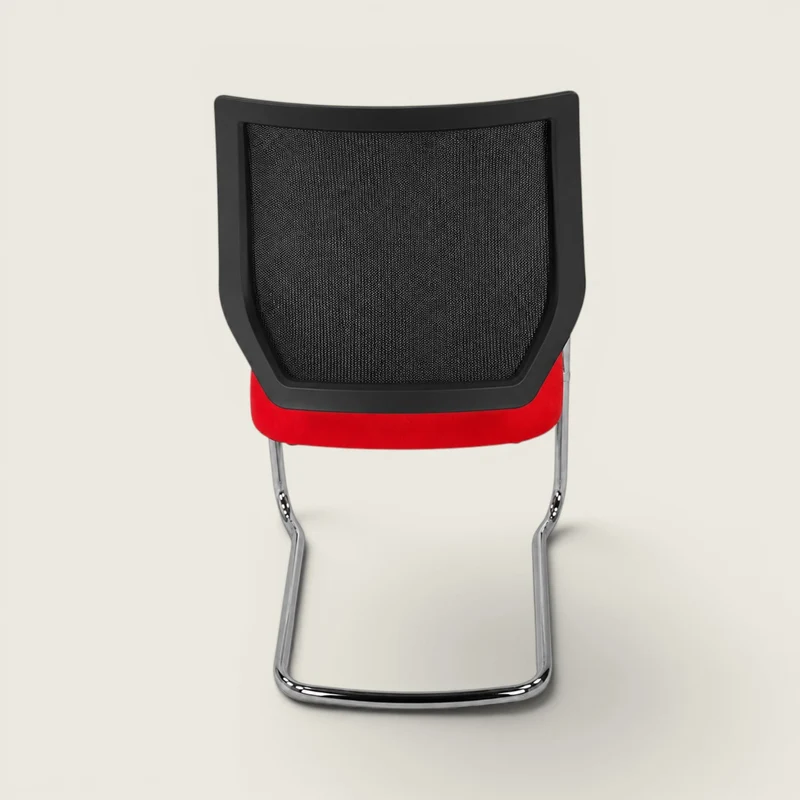 Sedus: Quarterback Cantilever Chair With a Black Mesh Back and Red Seat - Refurbished